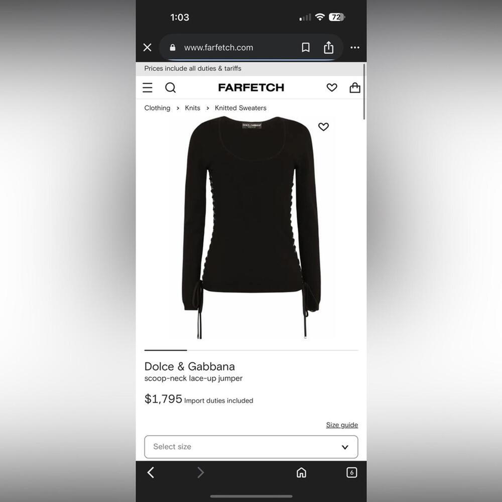 Dolce & Gabbana Black Long Sleeve Lace-Up Blouse